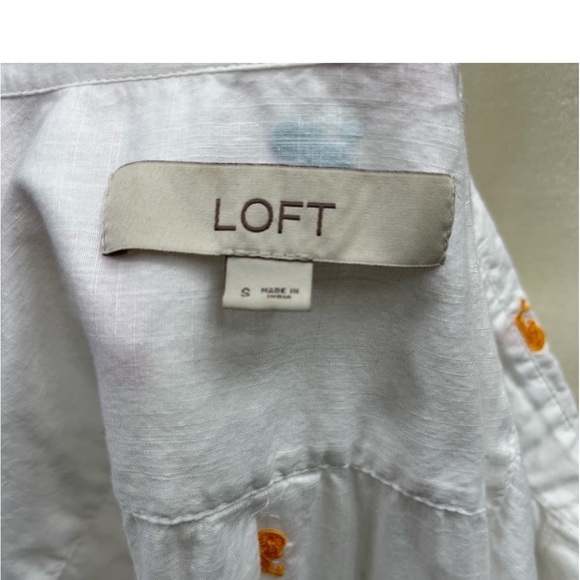 LOFT Cotton Embroidered Button Down Shirt Size Small - Picture 7 of 15